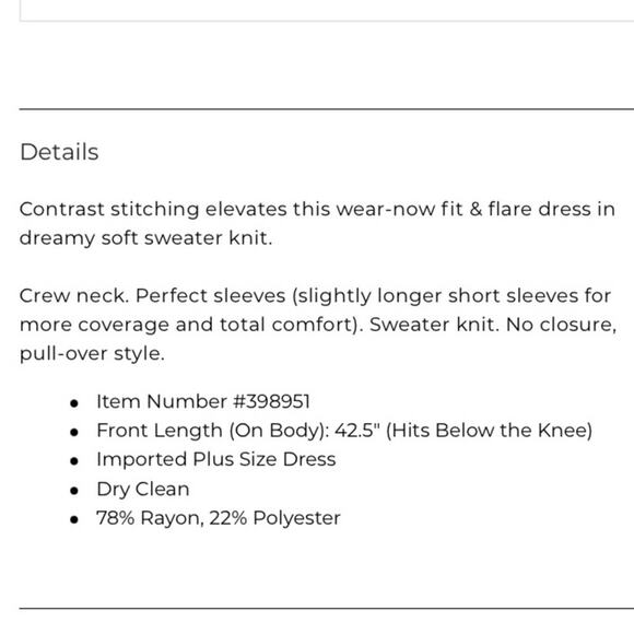 Lane Bryant Perfect Sleeve Fit & Flare Sweater Dress - Picture 6 of 8